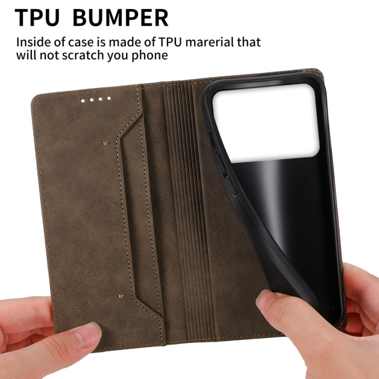 For Redmi K70 Ultra Business Solid Color Magnetic RFID Leather Phone Case