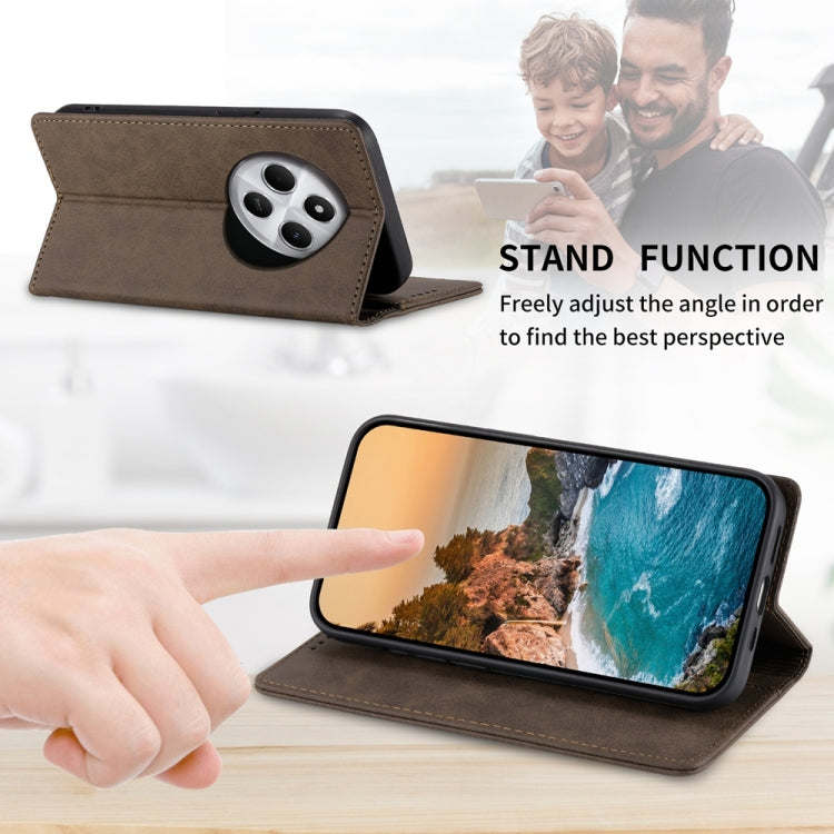 For Redmi 14C 4G Business Solid Color Magnetic RFID Leather Phone Case