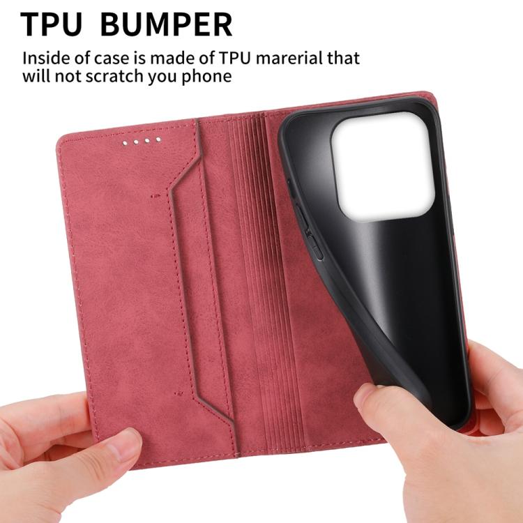 For Redmi Note 14 4G 163.25mm Global Business Solid Color Magnetic RFID Leather Phone Case