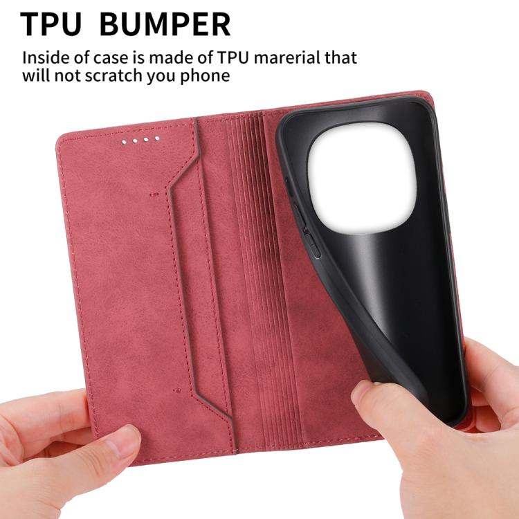 For Redmi Note 14 Pro 4G Business Solid Color Magnetic RFID Leather Phone Case