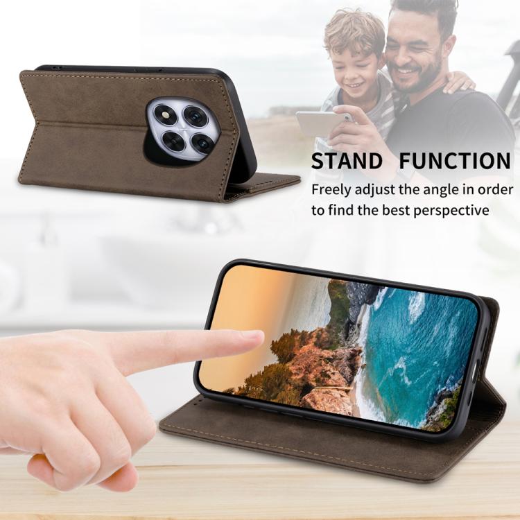 For Redmi Note 14 Pro 4G Business Solid Color Magnetic RFID Leather Phone Case