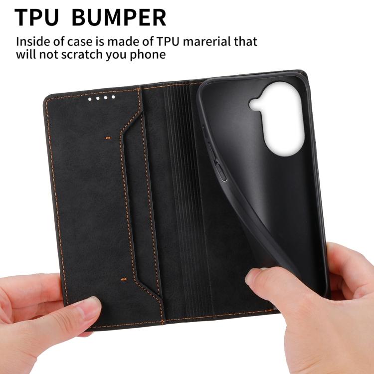 For Redmi A5 4G 171.7mm / Xiaomi Poco C71 Business Solid Color Magnetic RFID Leather Phone Case