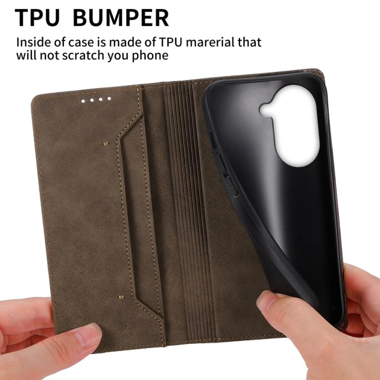 For Redmi A5 4G 171.7mm / Xiaomi Poco C71 Business Solid Color Magnetic RFID Leather Phone Case