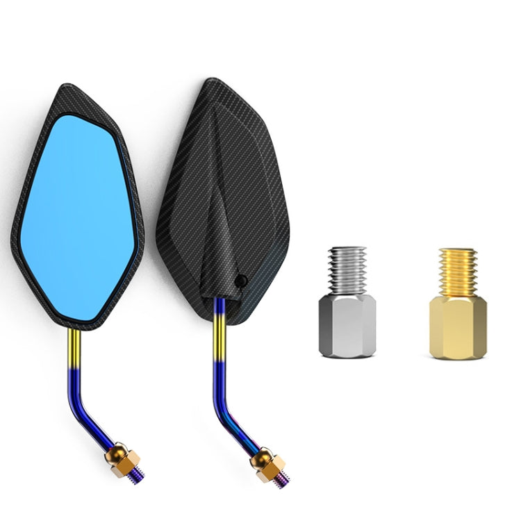 Motorcycle / Electromobile Modified Diamond-shaped Burnt Titanium Plating Rearview Mirror, Style:Carbon Fiber Type Burnt Titanium+Gold