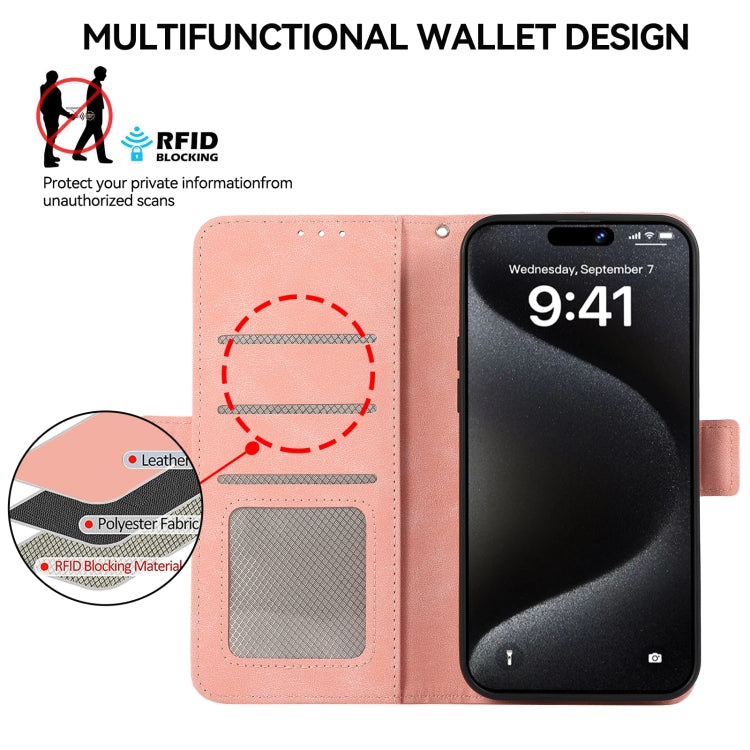 For iPhone 16 Plus ABEEL Frosted Magnetic RFID Leather Phone Case