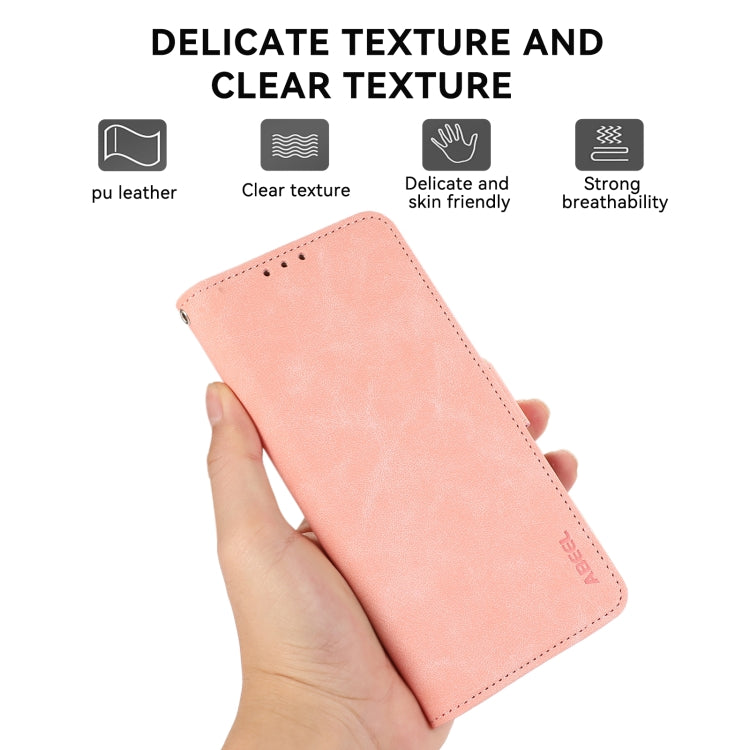 For iPhone 16 Plus ABEEL Frosted Magnetic RFID Leather Phone Case