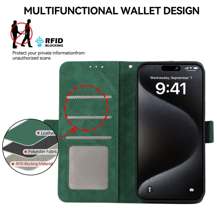 For iPhone 16 Plus ABEEL Frosted Magnetic RFID Leather Phone Case