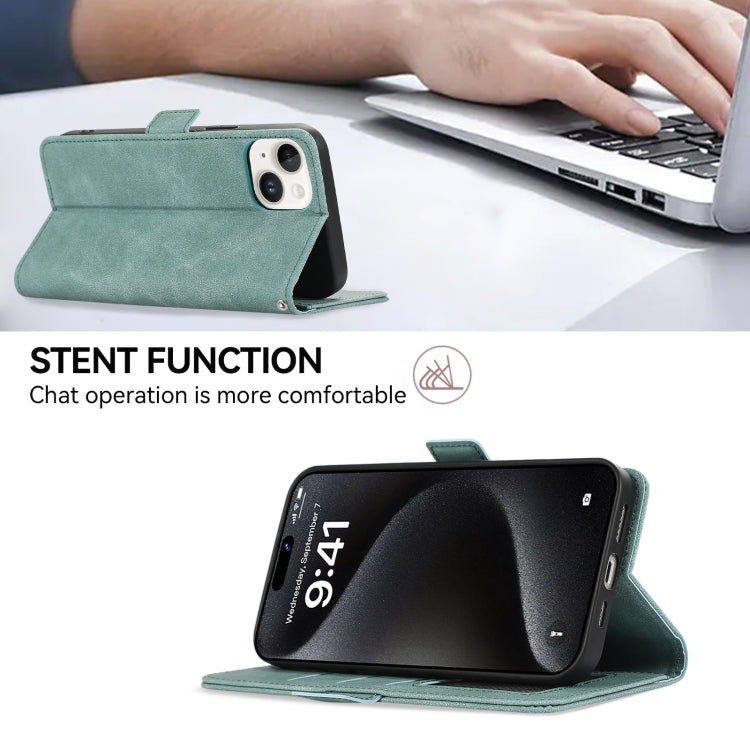 For iPhone 16 Plus ABEEL Frosted Magnetic RFID Leather Phone Case