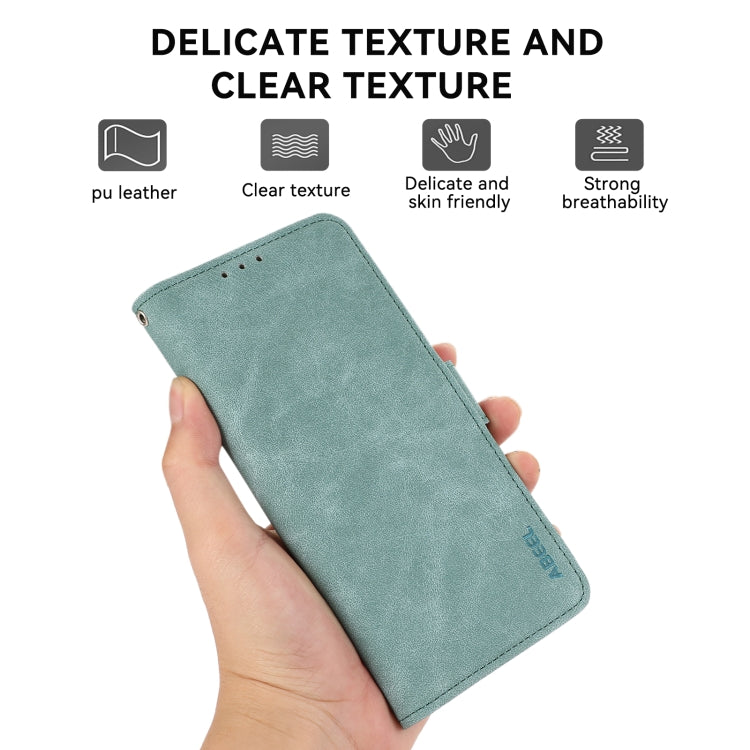 For iPhone 16 Plus ABEEL Frosted Magnetic RFID Leather Phone Case