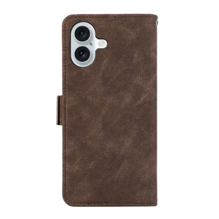 For iPhone 16 Plus ABEEL Frosted Magnetic RFID Leather Phone Case