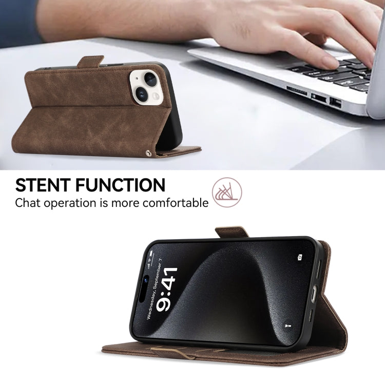 For iPhone 16 Plus ABEEL Frosted Magnetic RFID Leather Phone Case