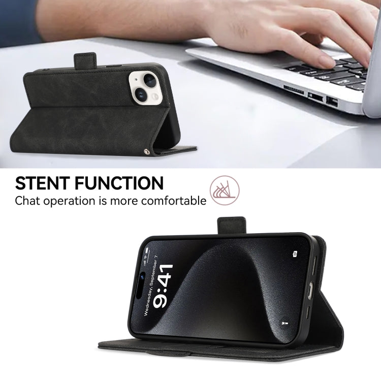 For iPhone 16 ABEEL Frosted Magnetic RFID Leather Phone Case