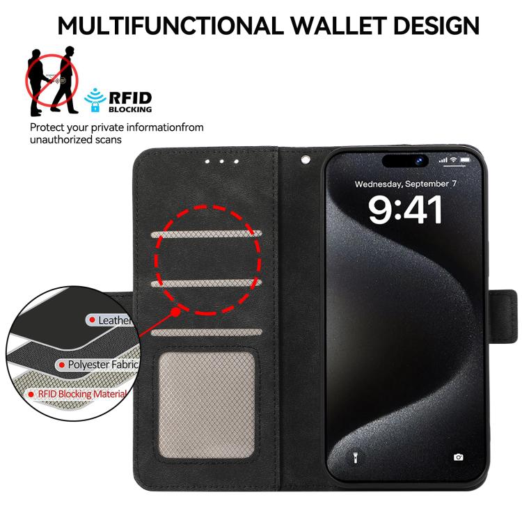 For iPhone 17 Pro Max ABEEL Frosted Magnetic RFID Leather Phone Case