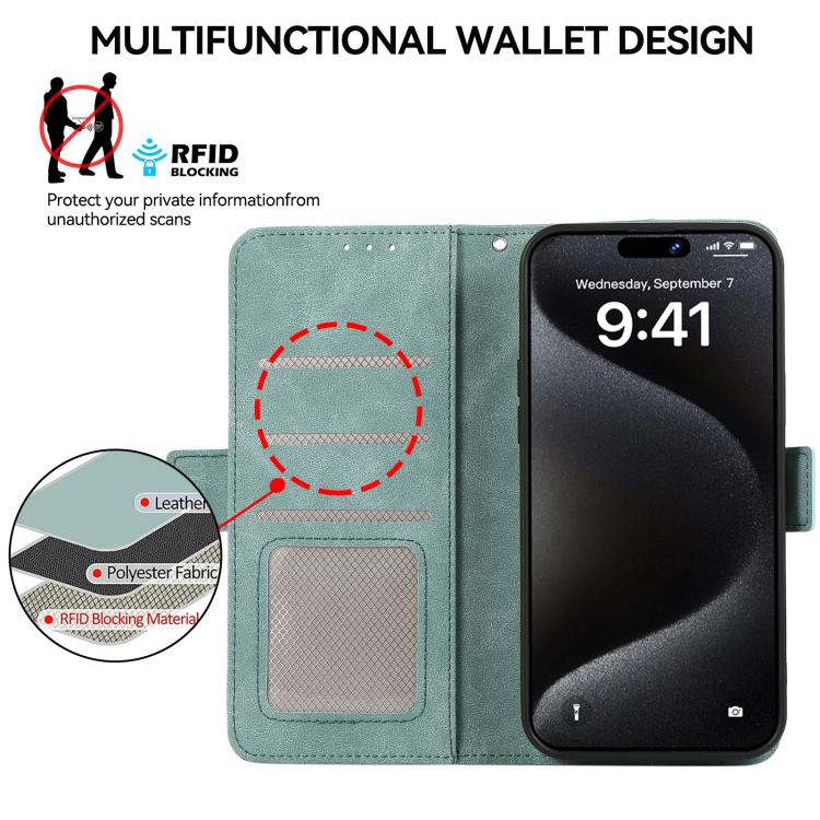 For iPhone 17 Pro Max ABEEL Frosted Magnetic RFID Leather Phone Case