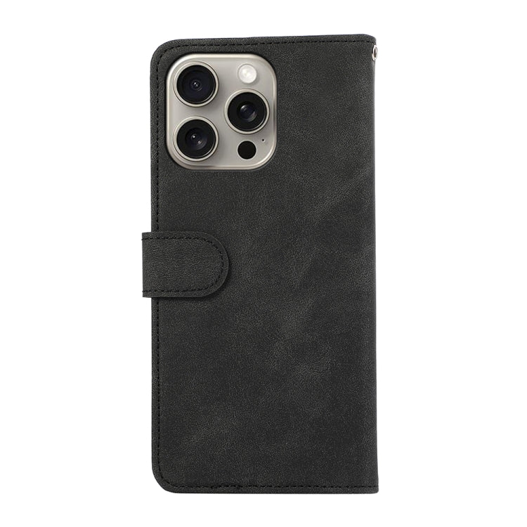 For iPhone 16 Pro Max ABEEL Color Block Magnetic RFID Leather Phone Case