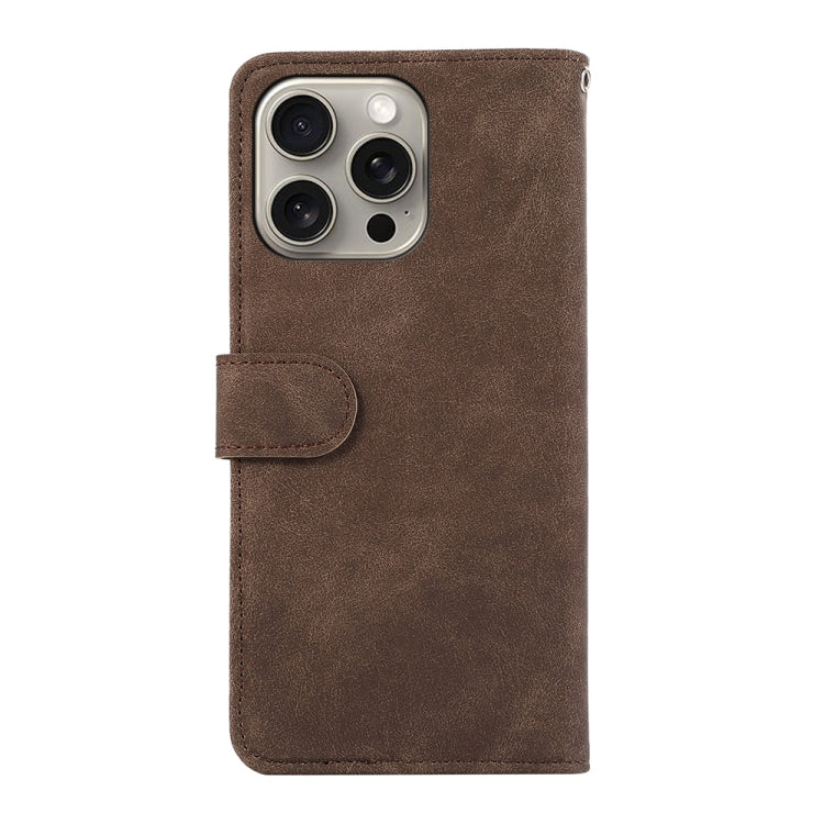 For iPhone 16 Pro Max ABEEL Color Block Magnetic RFID Leather Phone Case