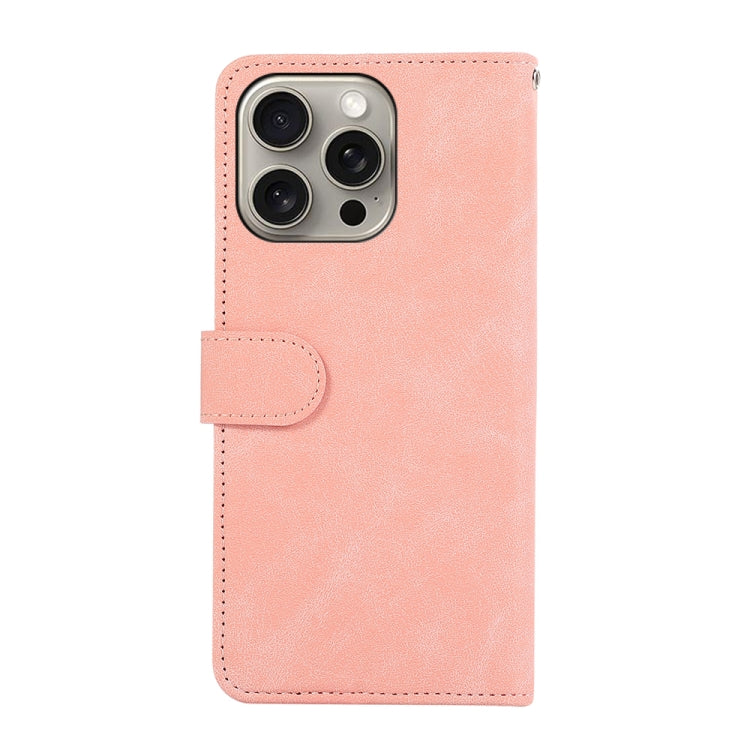 For iPhone 16 Pro ABEEL Color Block Magnetic RFID Leather Phone Case