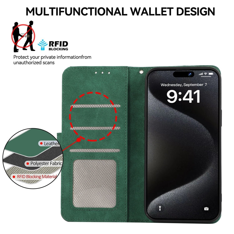 For iPhone 16 Pro ABEEL Color Block Magnetic RFID Leather Phone Case