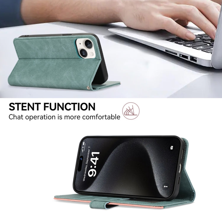 For iPhone 16 Pro ABEEL Color Block Magnetic RFID Leather Phone Case
