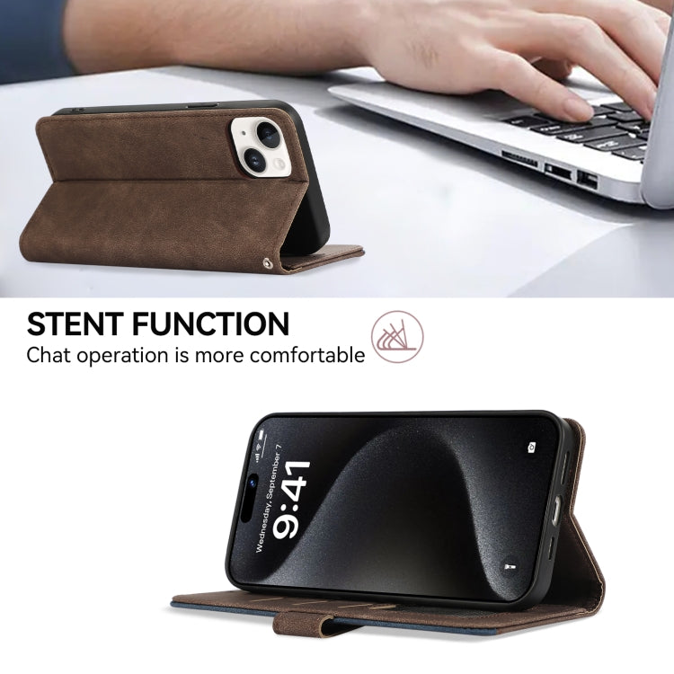 For iPhone 16 Pro ABEEL Color Block Magnetic RFID Leather Phone Case