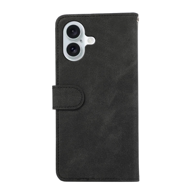 For iPhone 16 Plus ABEEL Color Block Magnetic RFID Leather Phone Case