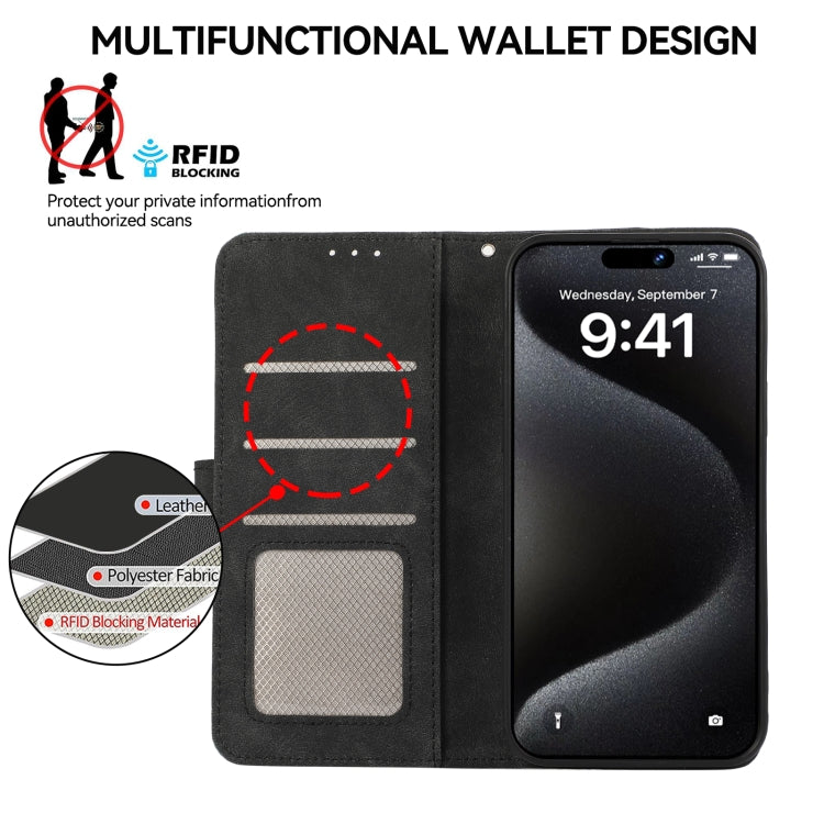 For iPhone 16 ABEEL Color Block Magnetic RFID Leather Phone Case