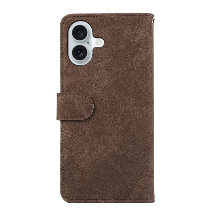 For iPhone 16 ABEEL Color Block Magnetic RFID Leather Phone Case