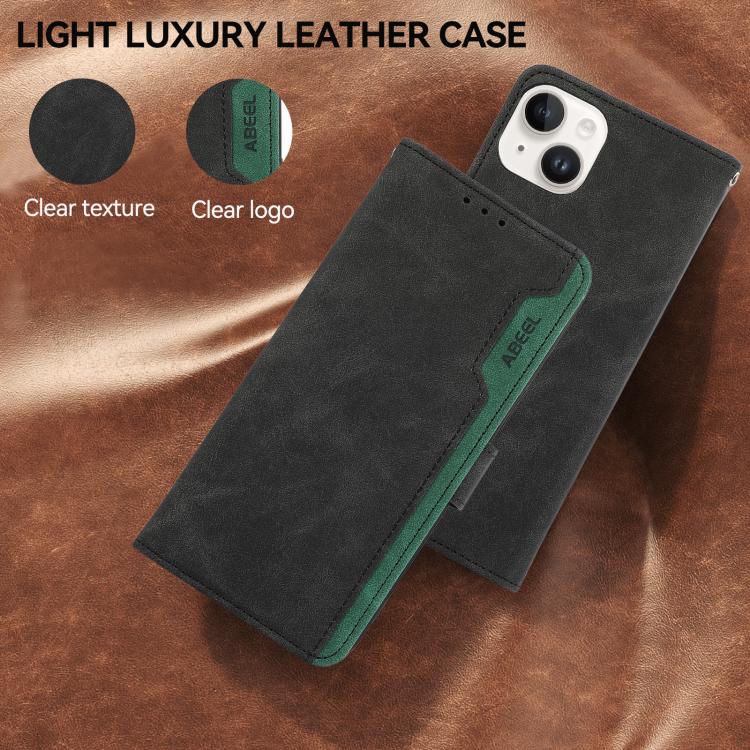 For iPhone 17 ABEEL Color Block Magnetic RFID Leather Phone Case