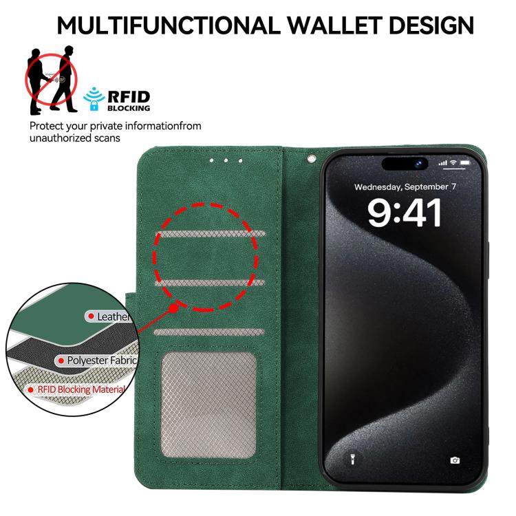 For iPhone 17 ABEEL Color Block Magnetic RFID Leather Phone Case