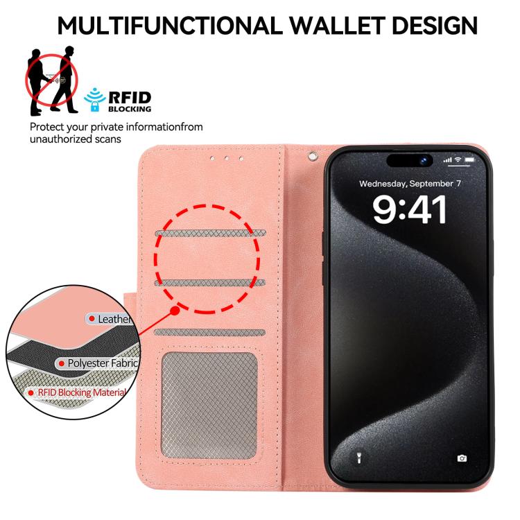 For iPhone Air ABEEL Color Block Magnetic RFID Leather Phone Case