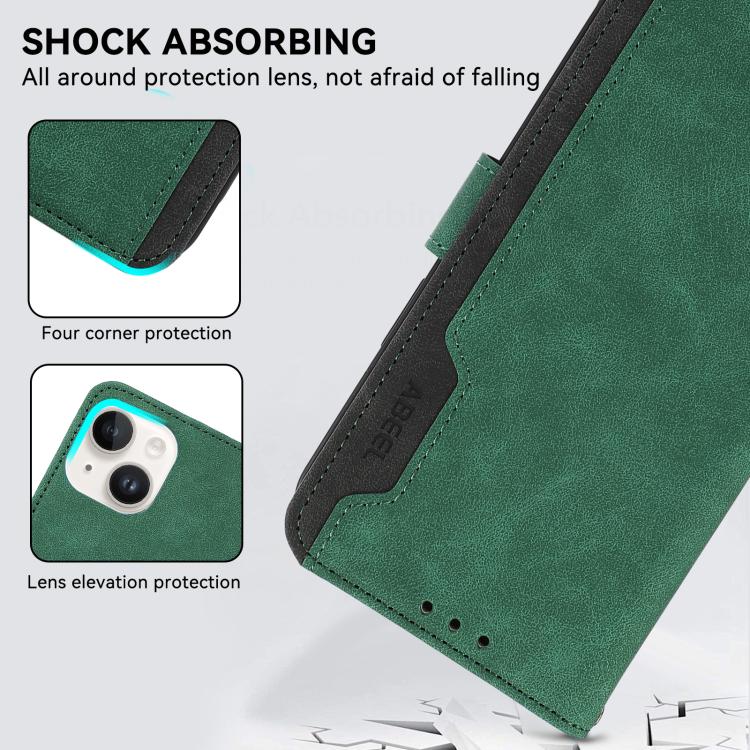 For iPhone Air ABEEL Color Block Magnetic RFID Leather Phone Case