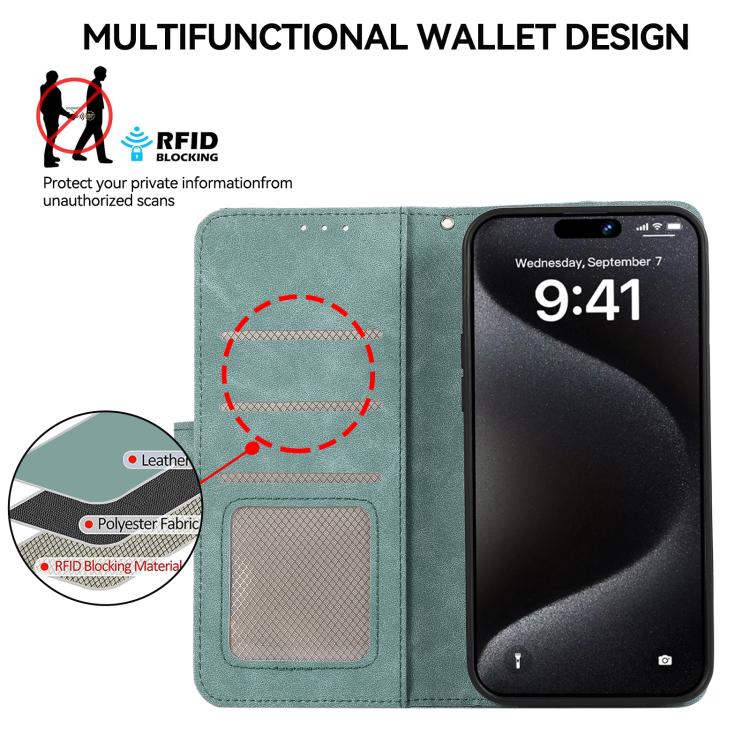 For iPhone Air ABEEL Color Block Magnetic RFID Leather Phone Case