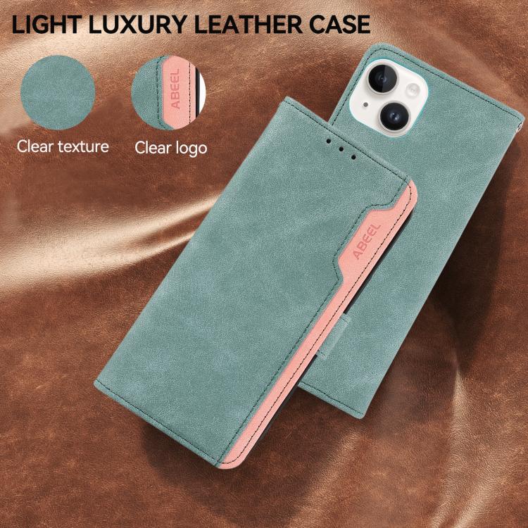 For iPhone Air ABEEL Color Block Magnetic RFID Leather Phone Case