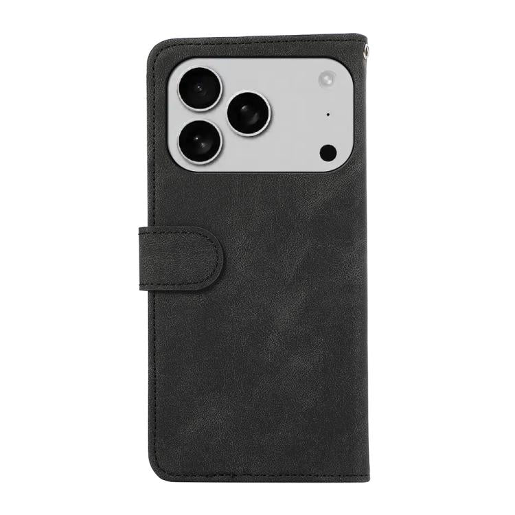 For iPhone 17 Pro ABEEL Color Block Magnetic RFID Leather Phone Case