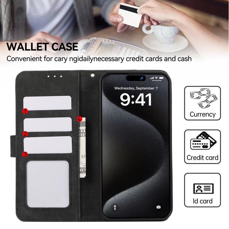 For iPhone 17 Pro Max ABEEL Color Block Magnetic RFID Leather Phone Case