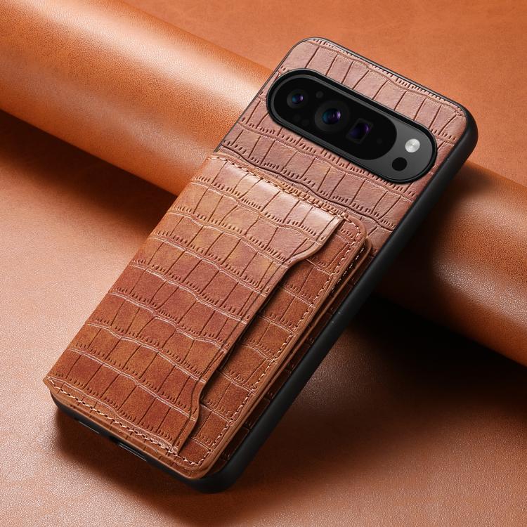 For Google Pixel 10 Pro / 10 Crocodile Texture Card Bag Design Full Coverage Phone Case