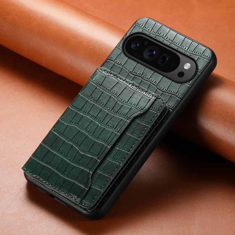 For Google Pixel 10 Pro / 10 Crocodile Texture Card Bag Design Full Coverage Phone Case