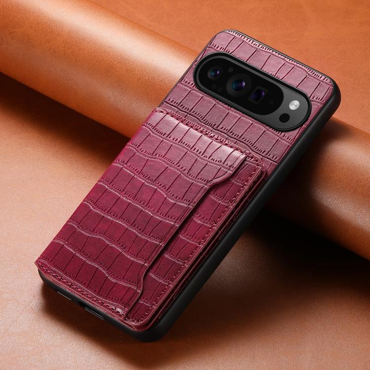For Google Pixel 10 Pro / 10 Crocodile Texture Card Bag Design Full Coverage Phone Case