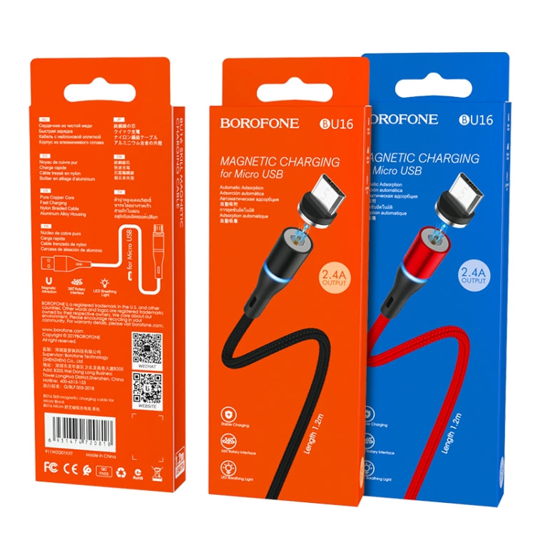 Borofone BU16 1.2m 2.4A Max Output USB to Micro USB Skill Magnetic Charging Data Cable with LED Indicator