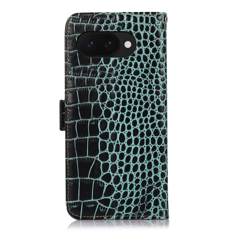 For Google Pixel 9a Crocodile Top Layer Cowhide Leather Phone Case