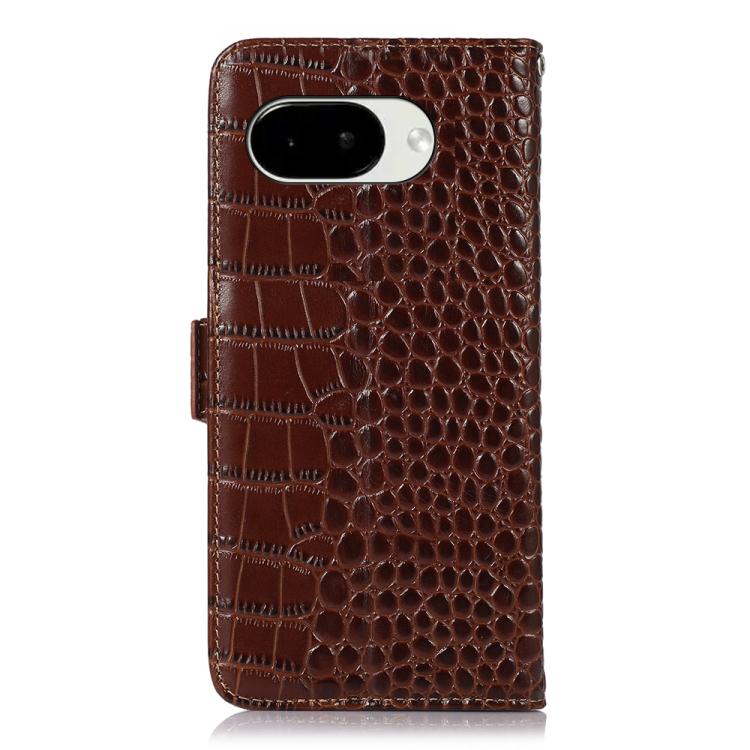 For Google Pixel 10a Crocodile Top Layer Cowhide Leather Phone Case