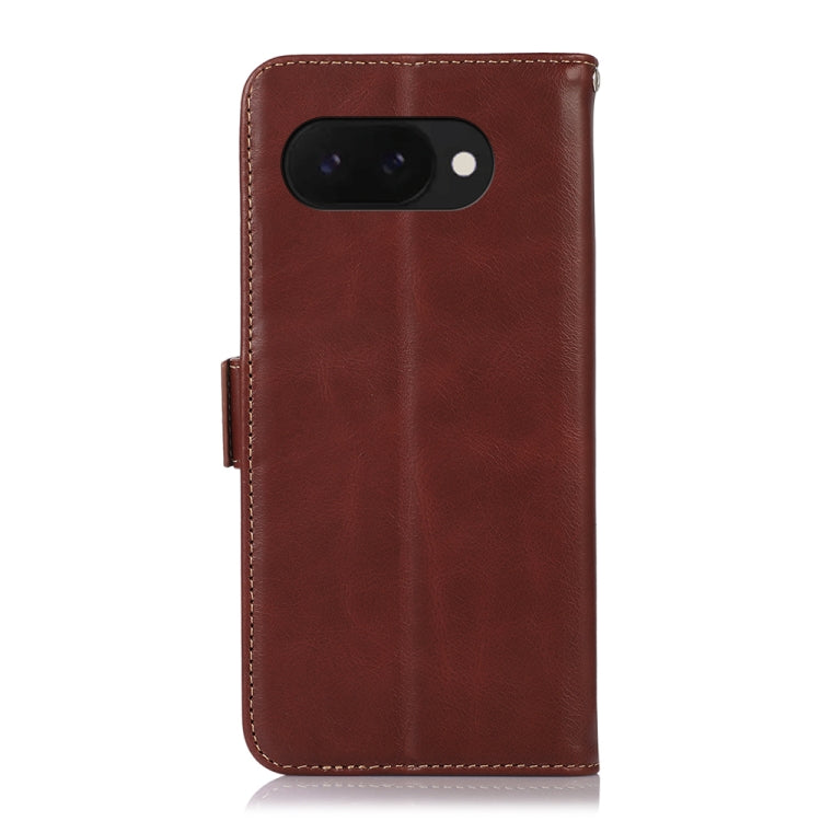 For Google Pixel 9a Crazy Horse Top Layer Cowhide Leather Phone Case