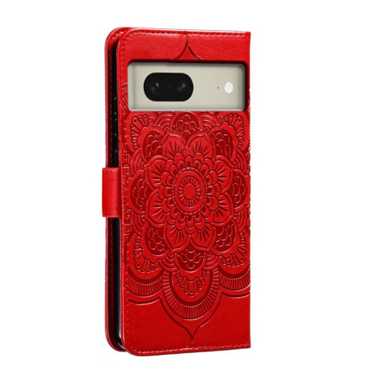For Google Pixel 8 Sun Mandala Embossing Pattern Phone Leather Case