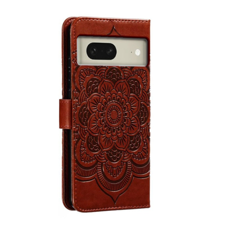 For Google Pixel 8 Sun Mandala Embossing Pattern Phone Leather Case