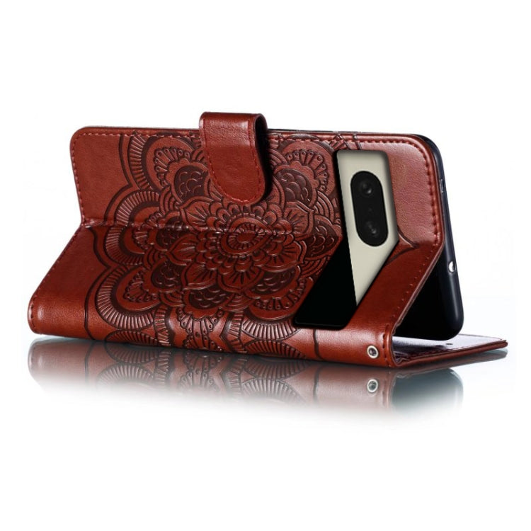 For Google Pixel 8 Sun Mandala Embossing Pattern Phone Leather Case