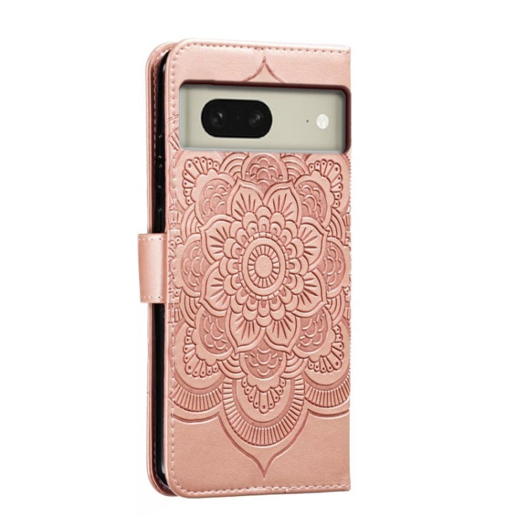 For Google Pixel 8 Sun Mandala Embossing Pattern Phone Leather Case