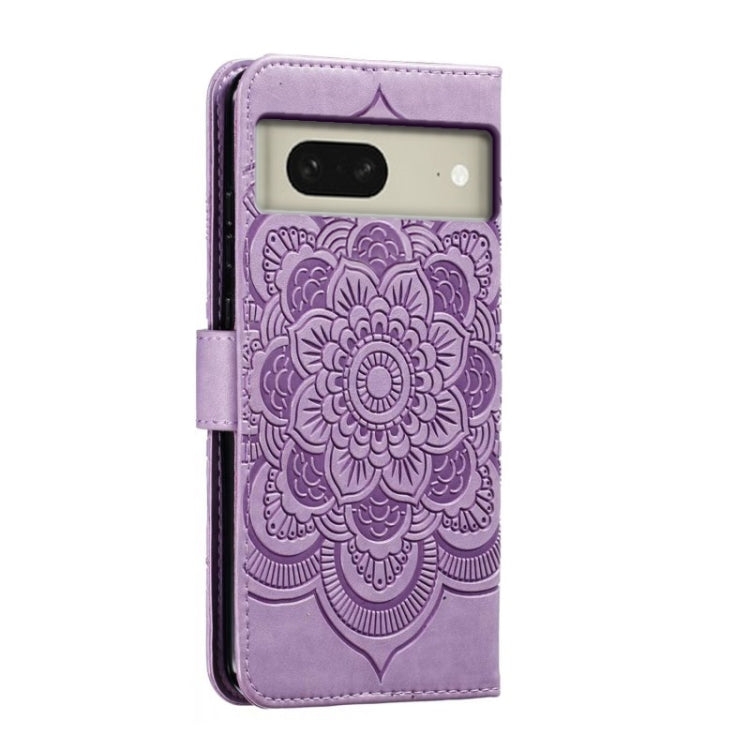 For Google Pixel 8 Sun Mandala Embossing Pattern Phone Leather Case