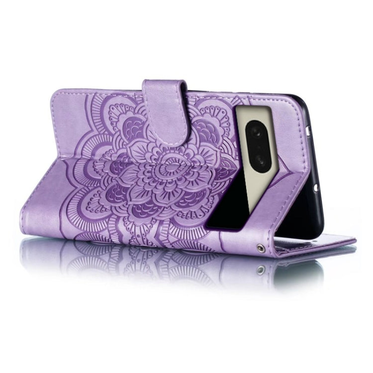 For Google Pixel 8 Sun Mandala Embossing Pattern Phone Leather Case