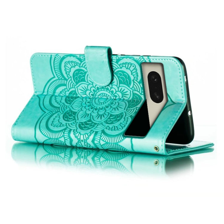 For Google Pixel 8 Sun Mandala Embossing Pattern Phone Leather Case