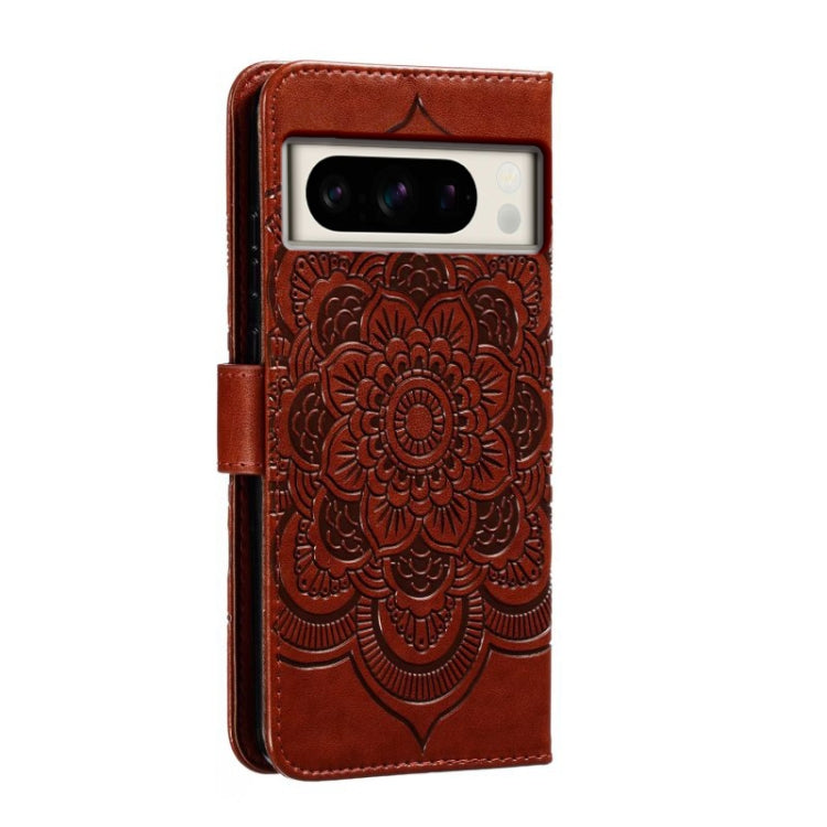 For Google Pixel 8 Pro Sun Mandala Embossing Pattern Phone Leather Case